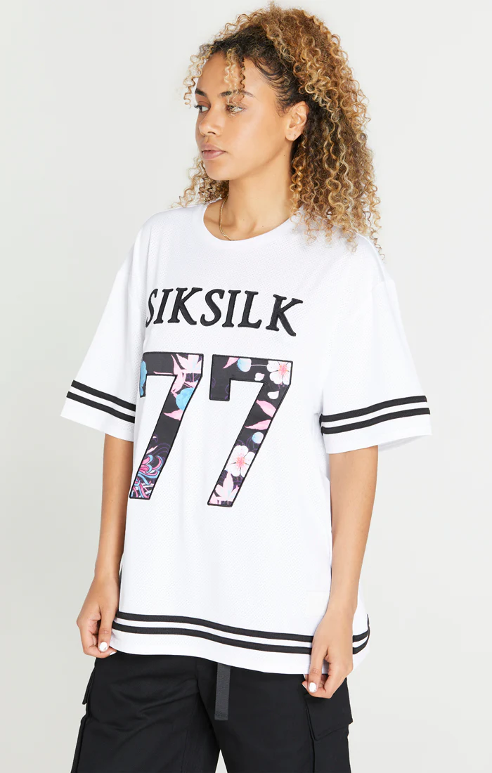 SikSilk X Steve Aoki Mesh Baseball Tee - White & Black - Image 4
