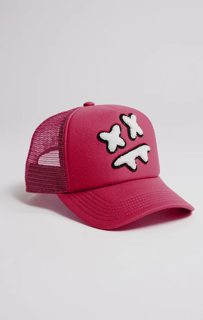 SikSilk X Steve Aoki Mesh Trucker Cap - Pink & White