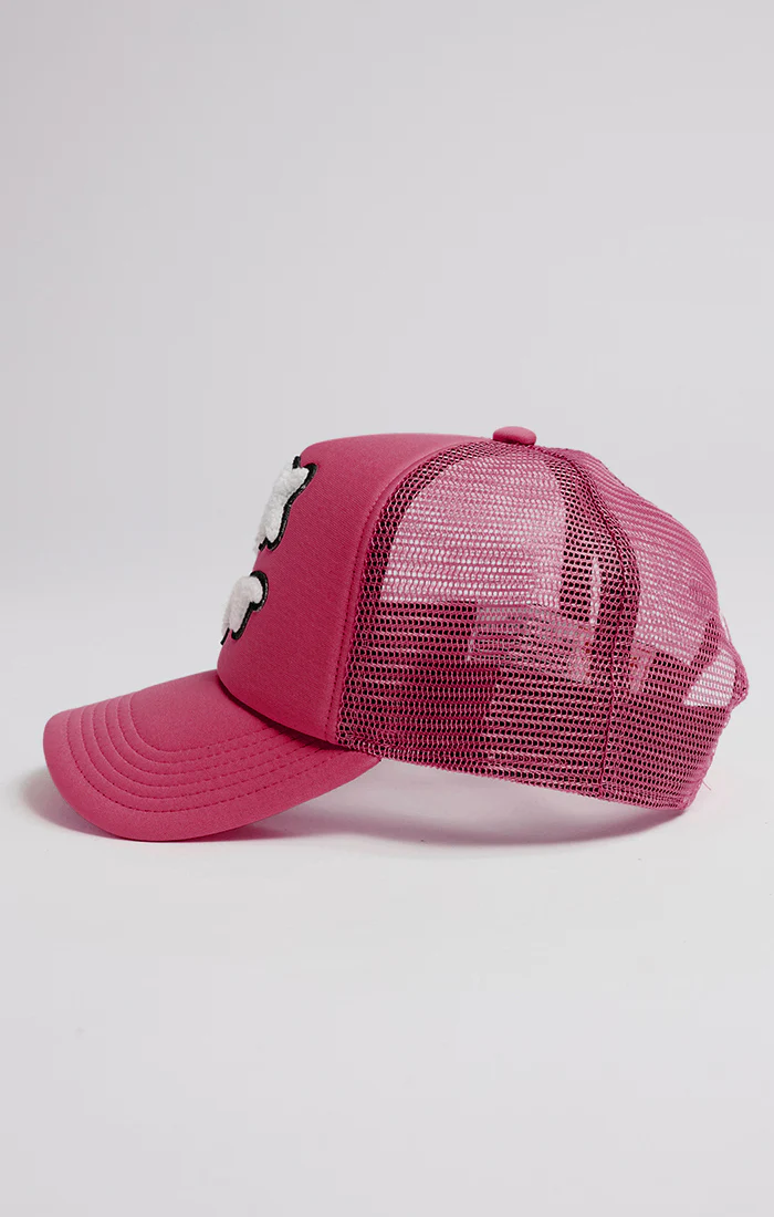 SikSilk X Steve Aoki Mesh Trucker Cap - Pink & White - Image 3
