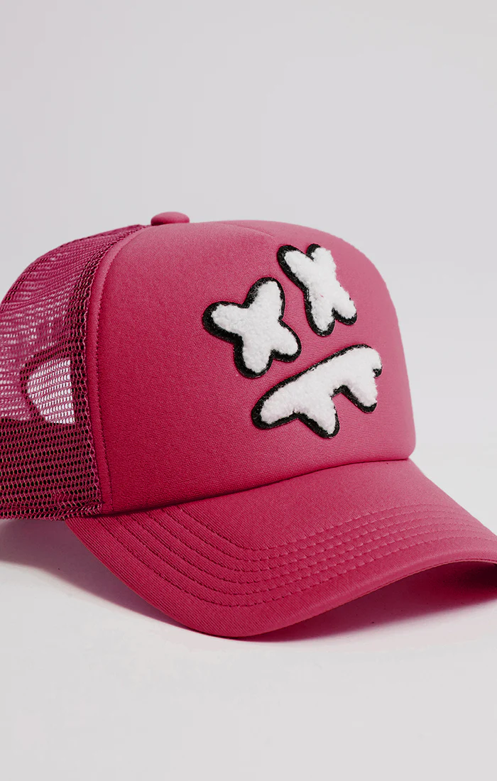 SikSilk X Steve Aoki Mesh Trucker Cap - Pink & White - Image 4