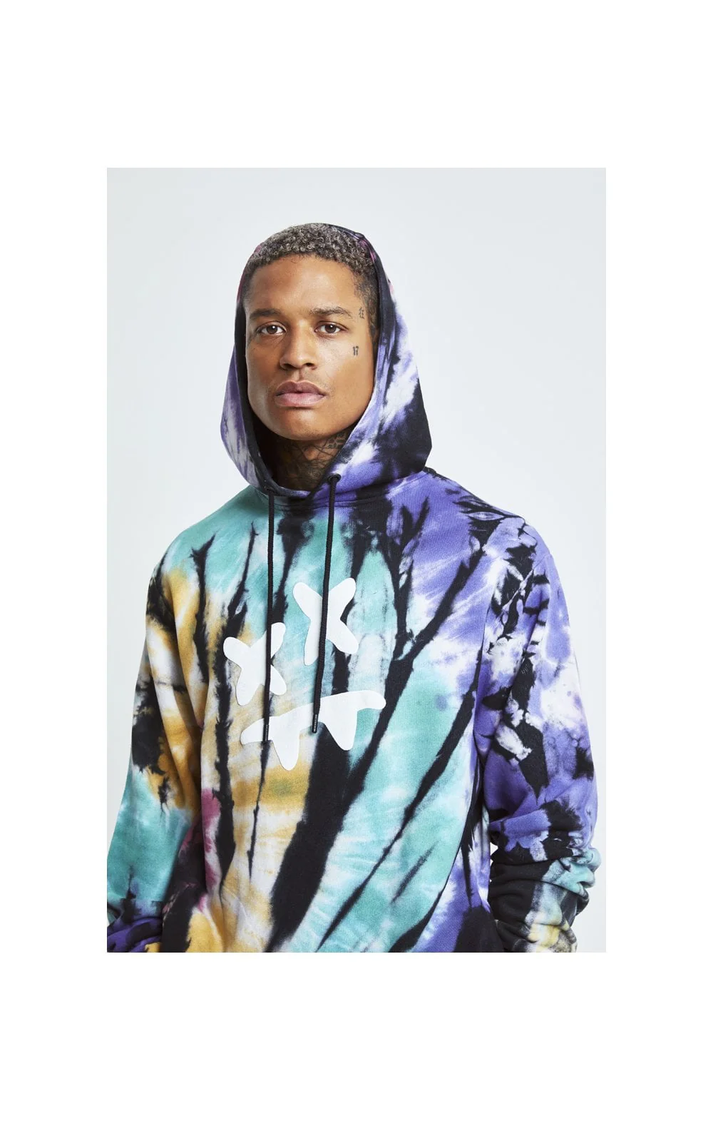 SikSilk X Steve Aoki Overhead Hoodie - Rainbow Ink Tie Dye