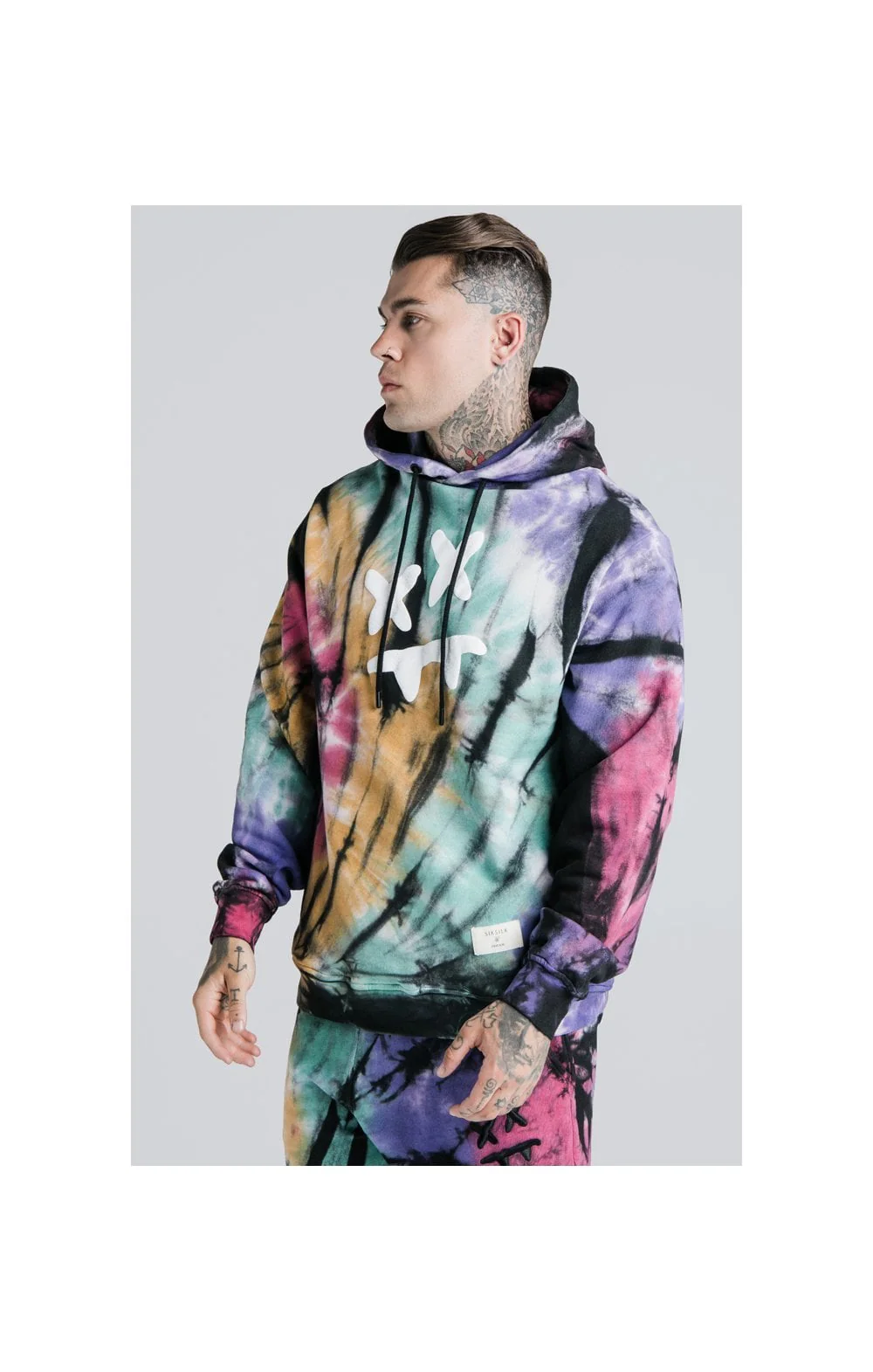 SikSilk X Steve Aoki Overhead Hoodie - Rainbow Ink Tie Dye - Image 2