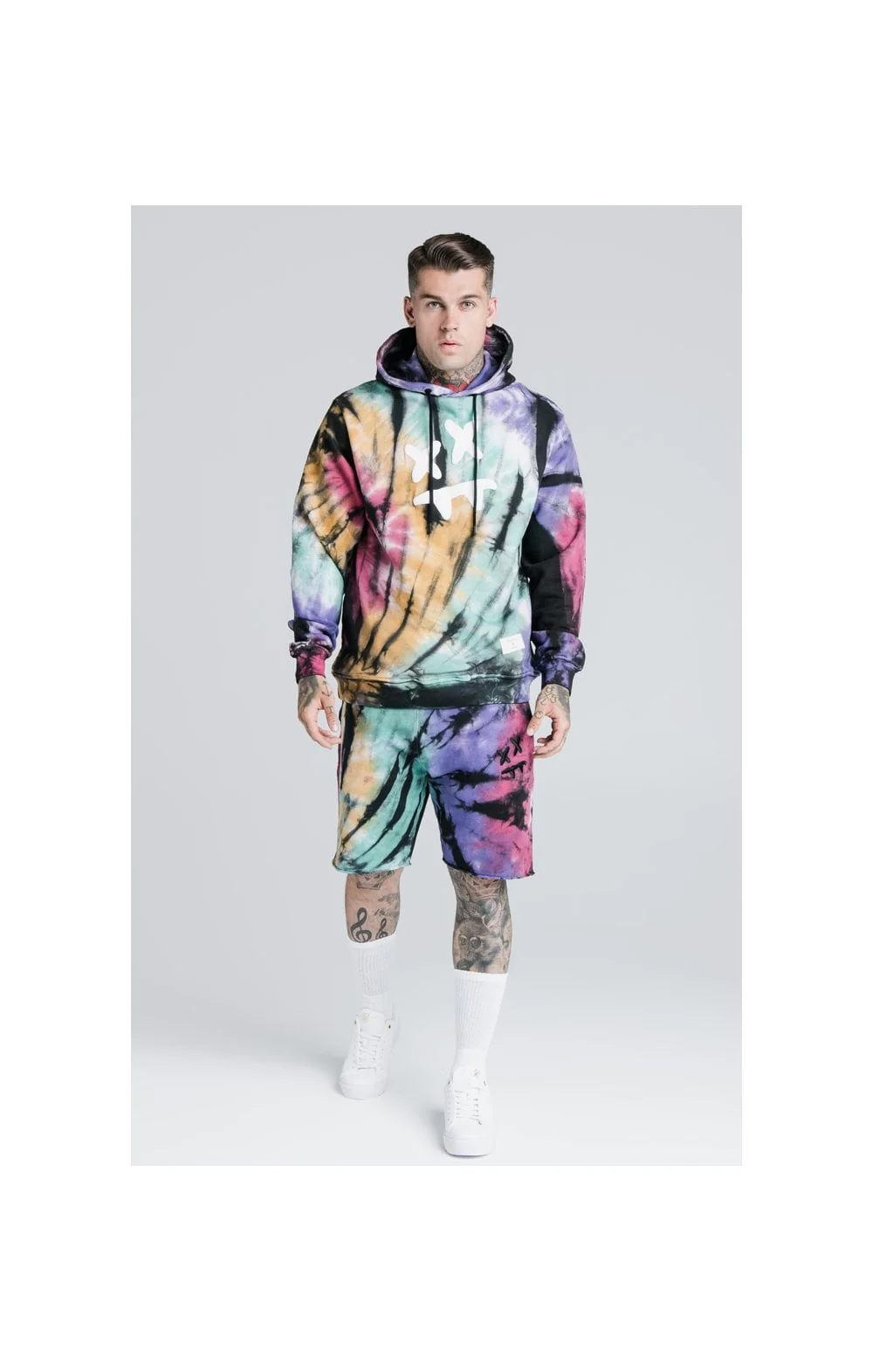 SikSilk X Steve Aoki Overhead Hoodie - Rainbow Ink Tie Dye - Image 3