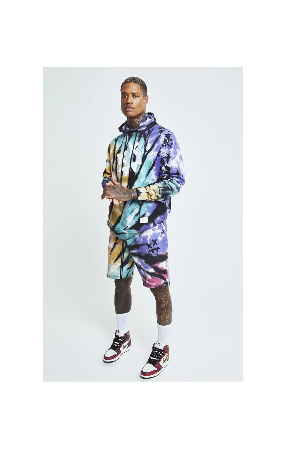 SikSilk X Steve Aoki Overhead Hoodie - Rainbow Ink Tie Dye - Image 4