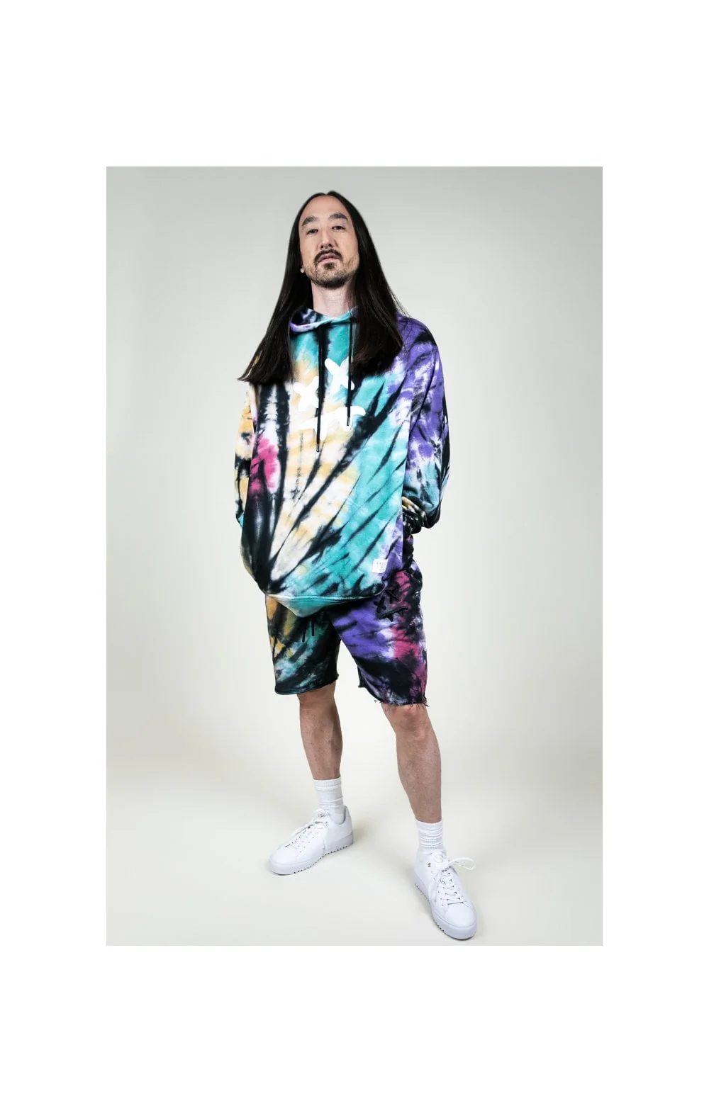 SikSilk X Steve Aoki Overhead Hoodie - Rainbow Ink Tie Dye - Image 5