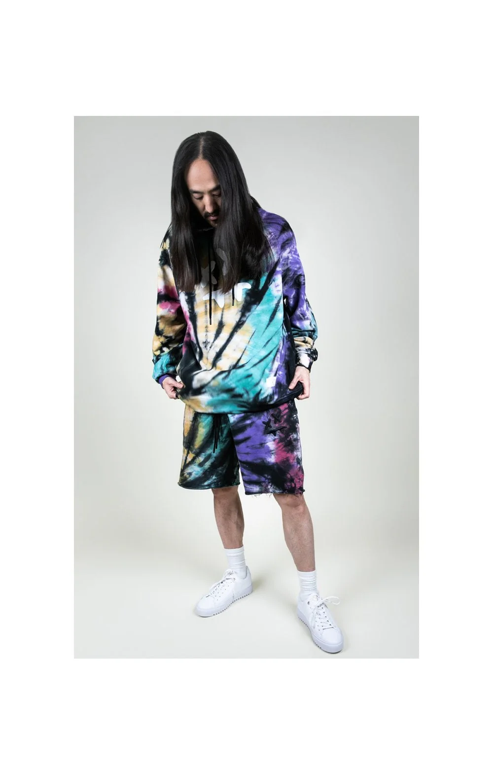 SikSilk X Steve Aoki Overhead Hoodie - Rainbow Ink Tie Dye - Image 7