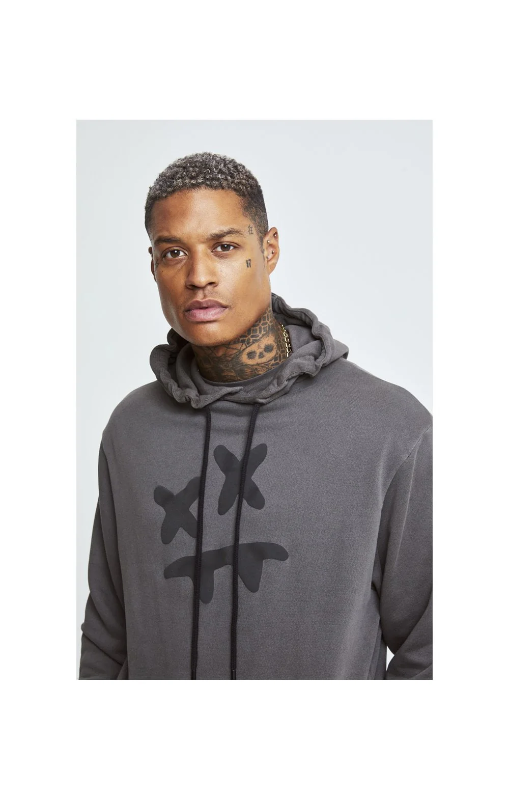 SikSilk X Steve Aoki Overhead Hoodie - Washed Grey - Image 2
