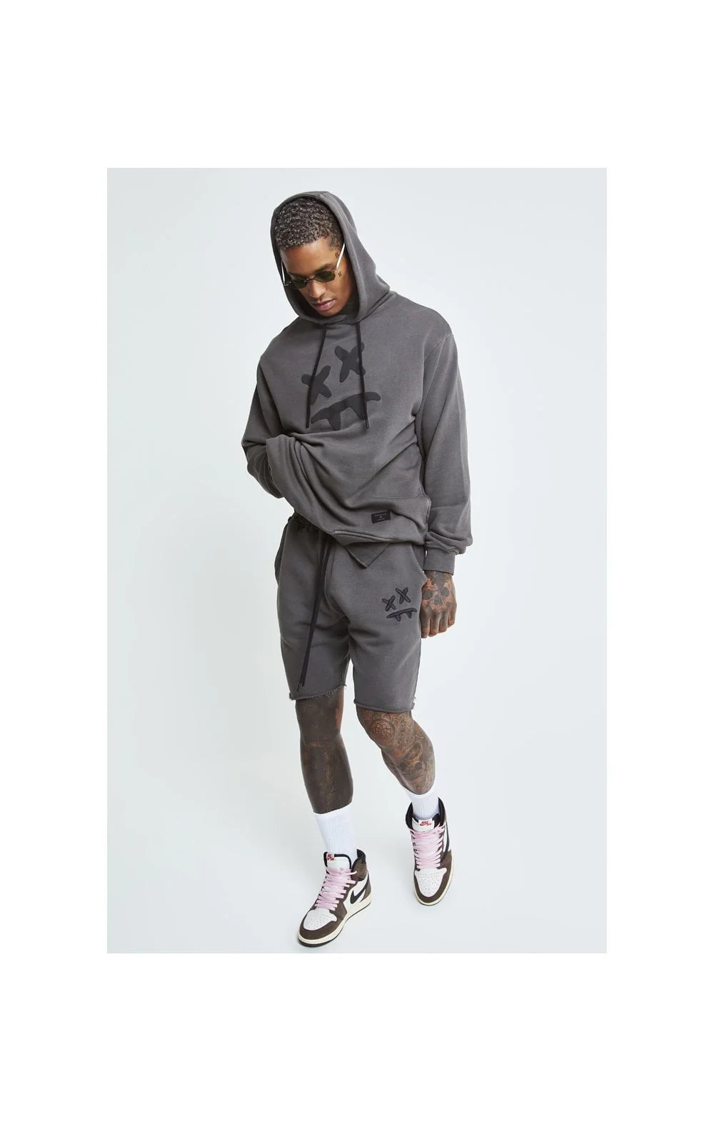 SikSilk X Steve Aoki Overhead Hoodie - Washed Grey - Image 3