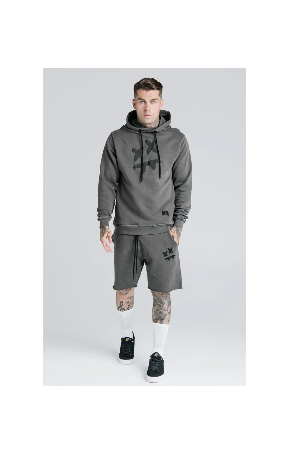 SikSilk X Steve Aoki Overhead Hoodie - Washed Grey - Image 4