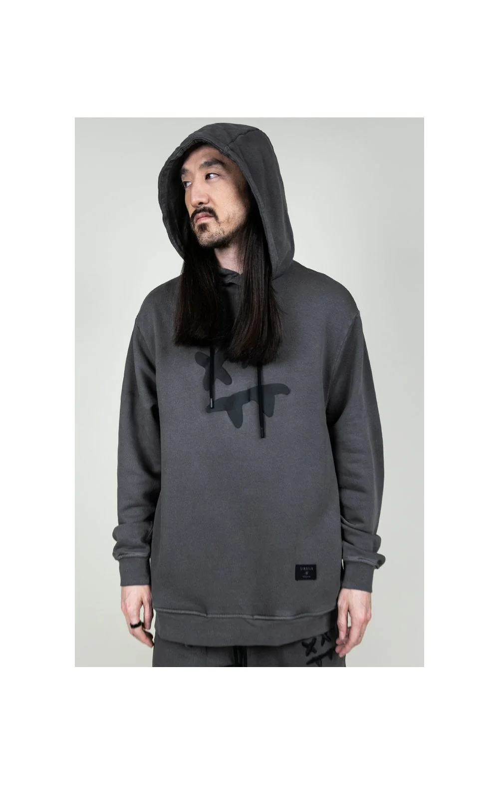 SikSilk X Steve Aoki Overhead Hoodie - Washed Grey - Image 5