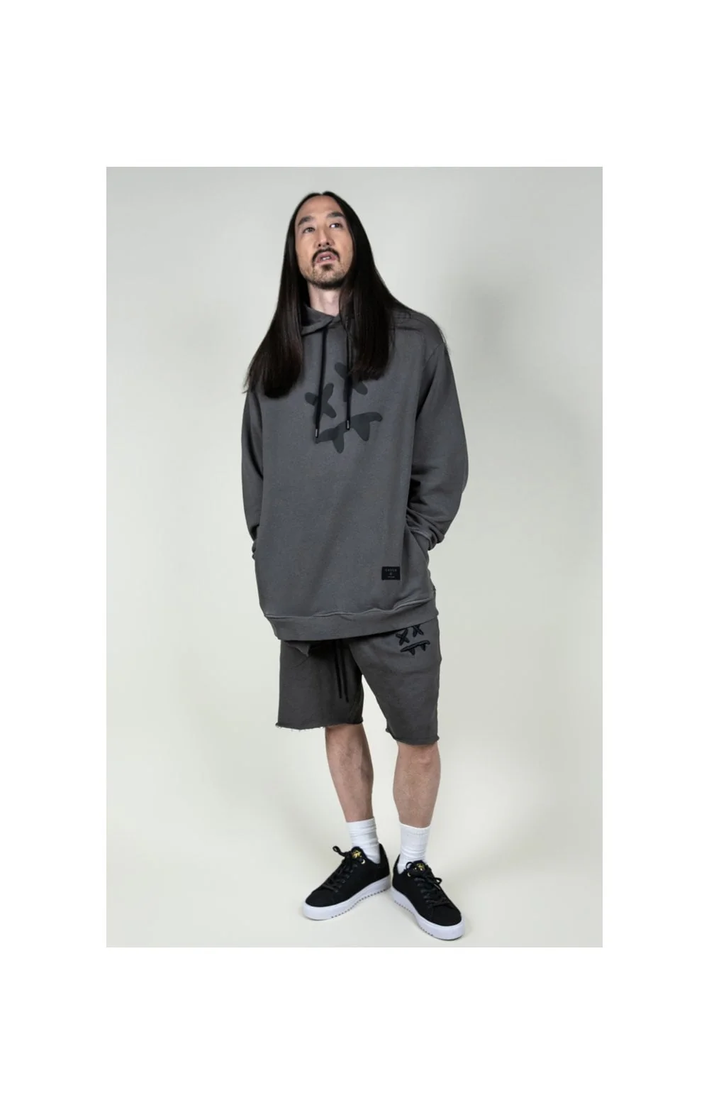 SikSilk X Steve Aoki Overhead Hoodie - Washed Grey - Image 7