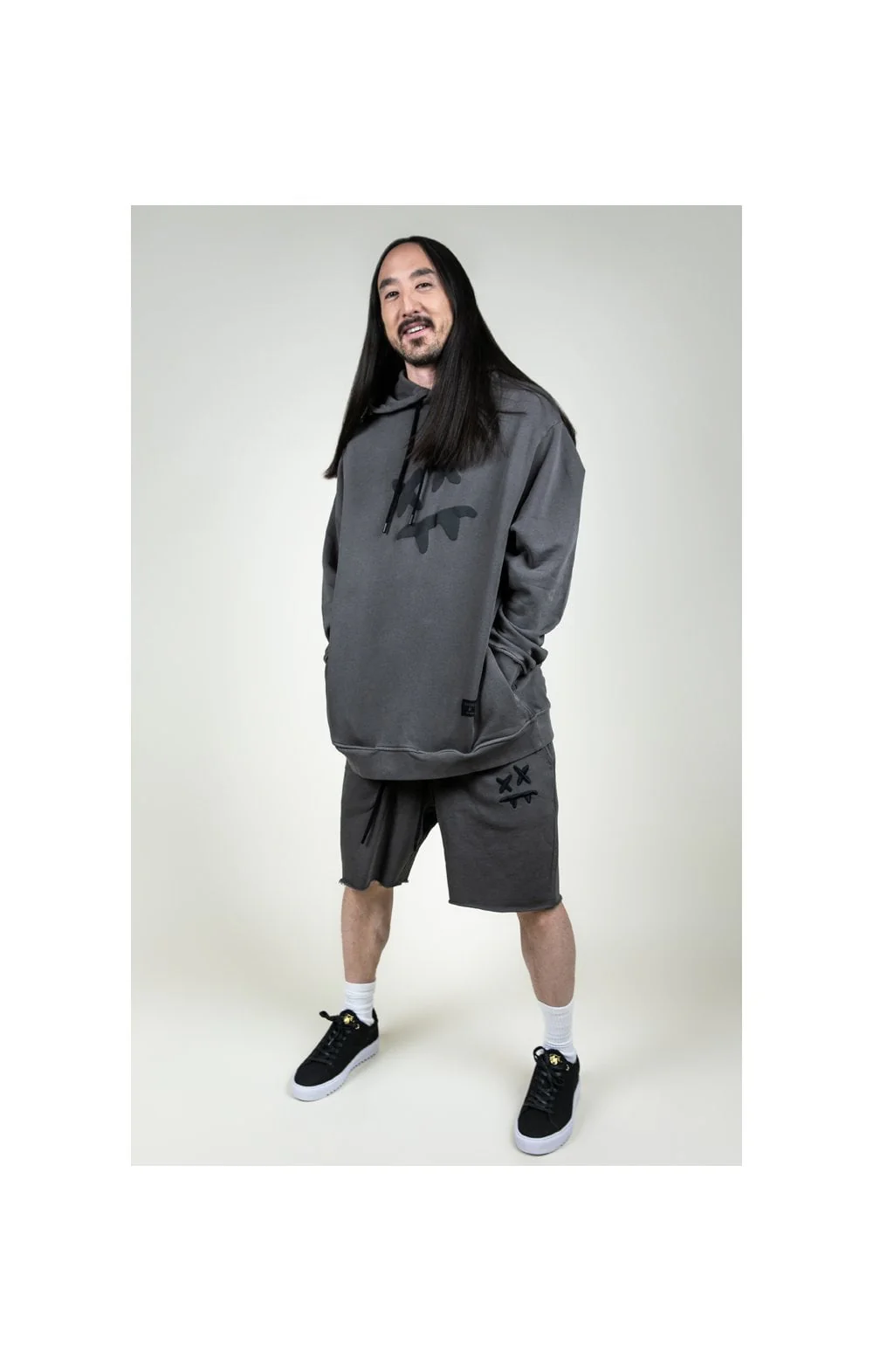 SikSilk X Steve Aoki Overhead Hoodie - Washed Grey - Image 8