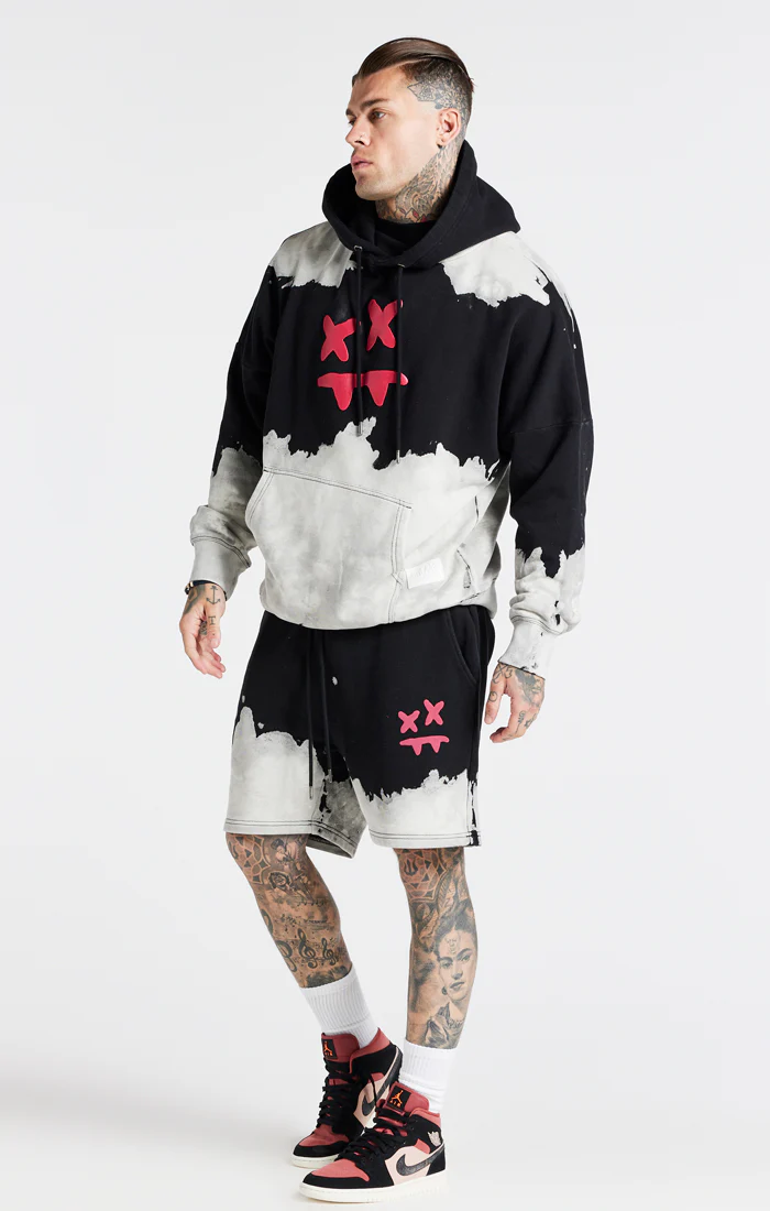 SikSilk X Steve Aoki Oversized Bleach Wash Hoodie - Black & White - Image 2
