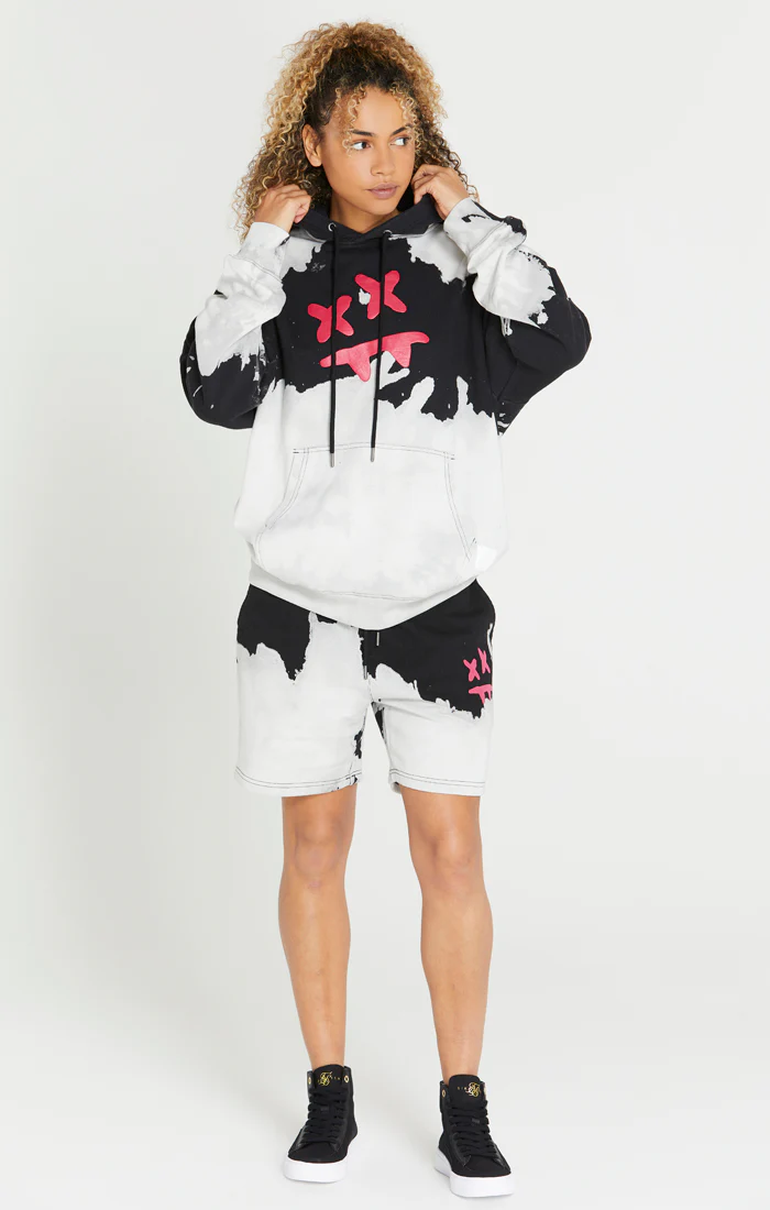SikSilk X Steve Aoki Oversized Bleach Wash Hoodie - Black & White - Image 4