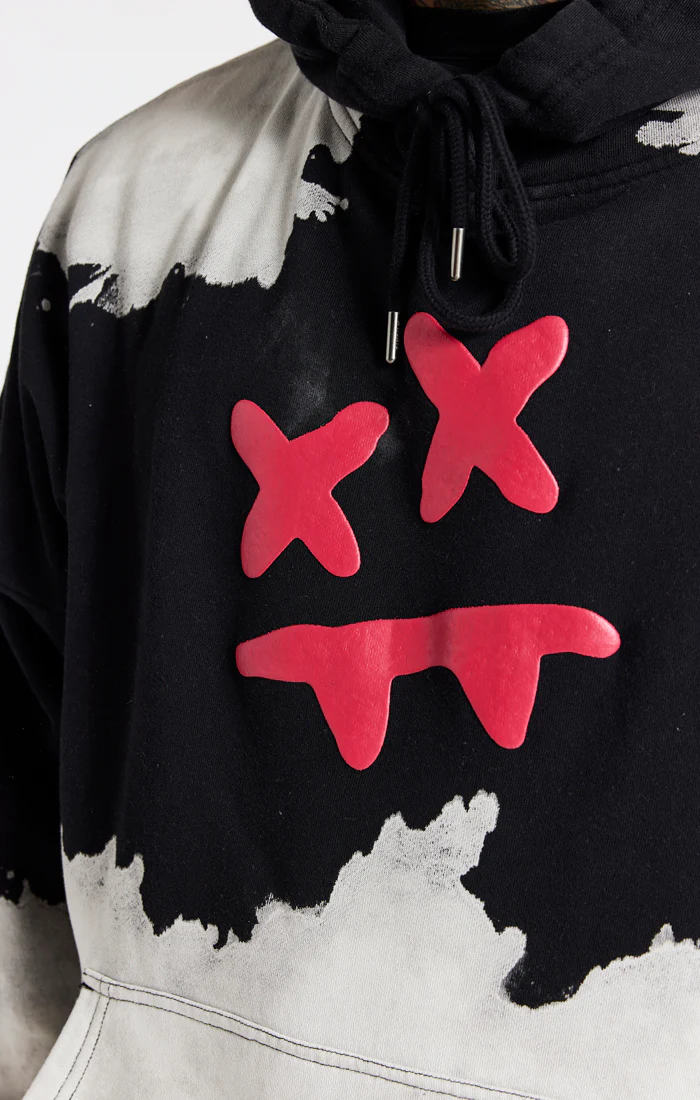 SikSilk X Steve Aoki Oversized Bleach Wash Hoodie - Black & White - Image 5