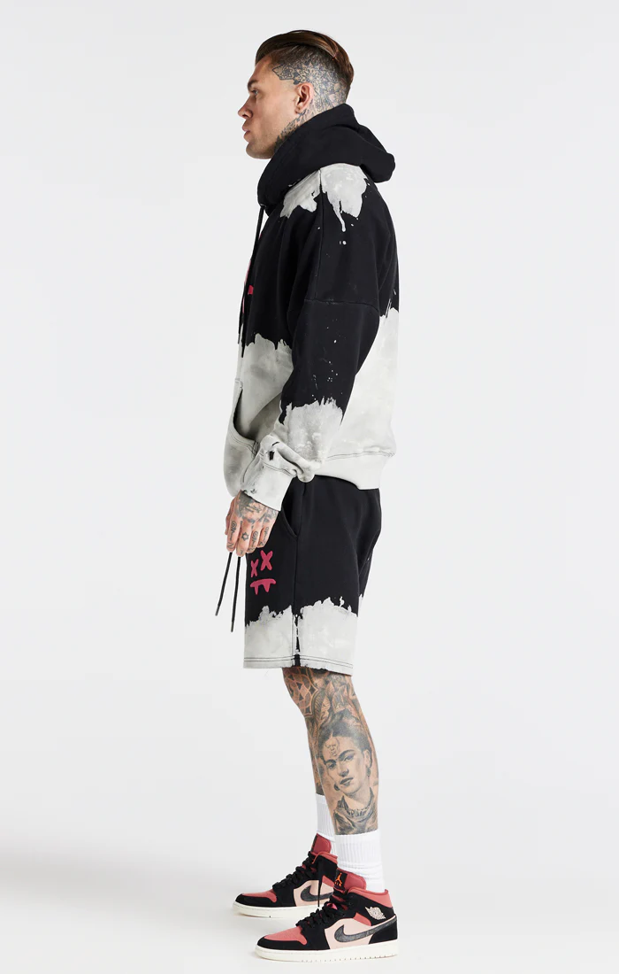SikSilk X Steve Aoki Oversized Bleach Wash Hoodie - Black & White - Image 6