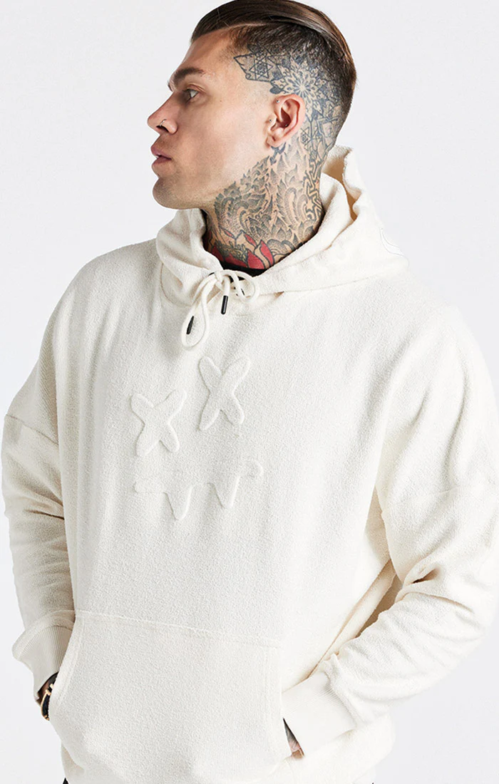 SikSilk X Steve Aoki Oversized Reverse Loopback Hoodie - Beige - Image 2