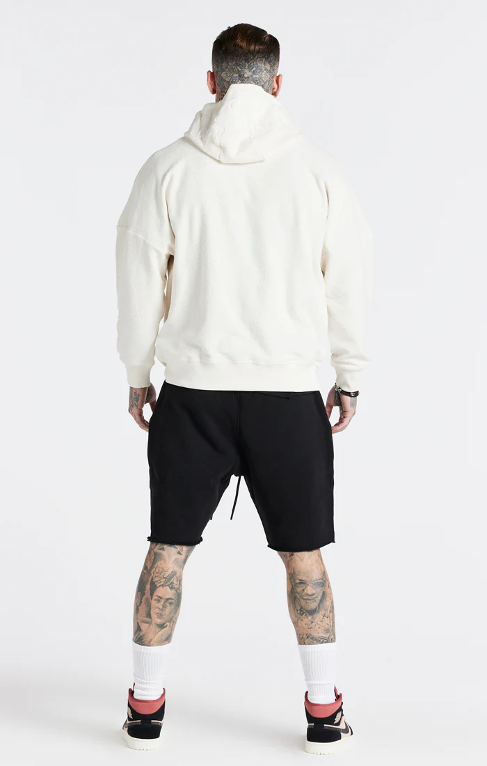 SikSilk X Steve Aoki Oversized Reverse Loopback Hoodie - Beige - Image 6