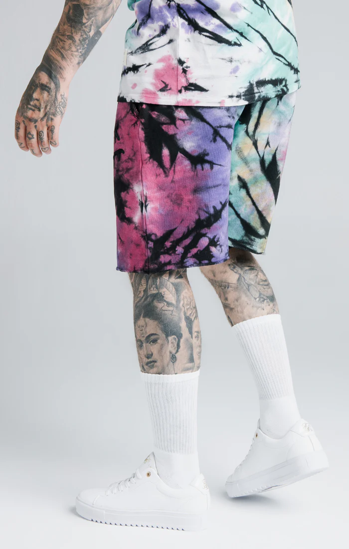 SikSilk X Steve Aoki Relaxed Shorts - Rainbow Ink Tie Dye - Image 2