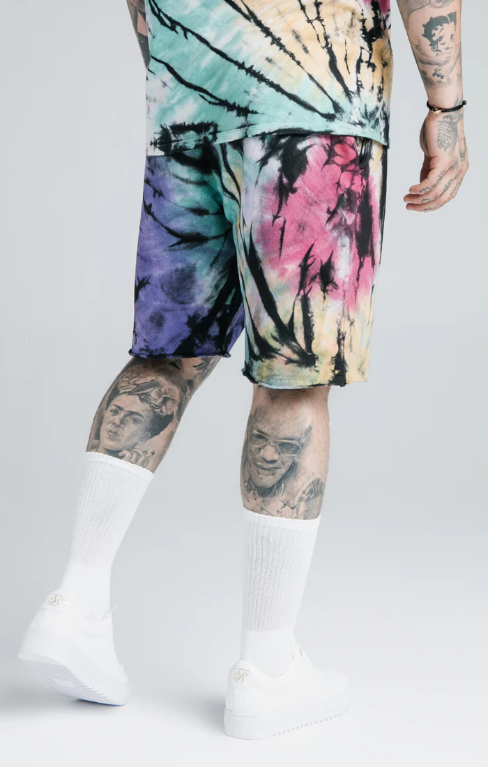 SikSilk X Steve Aoki Relaxed Shorts - Rainbow Ink Tie Dye - Image 3