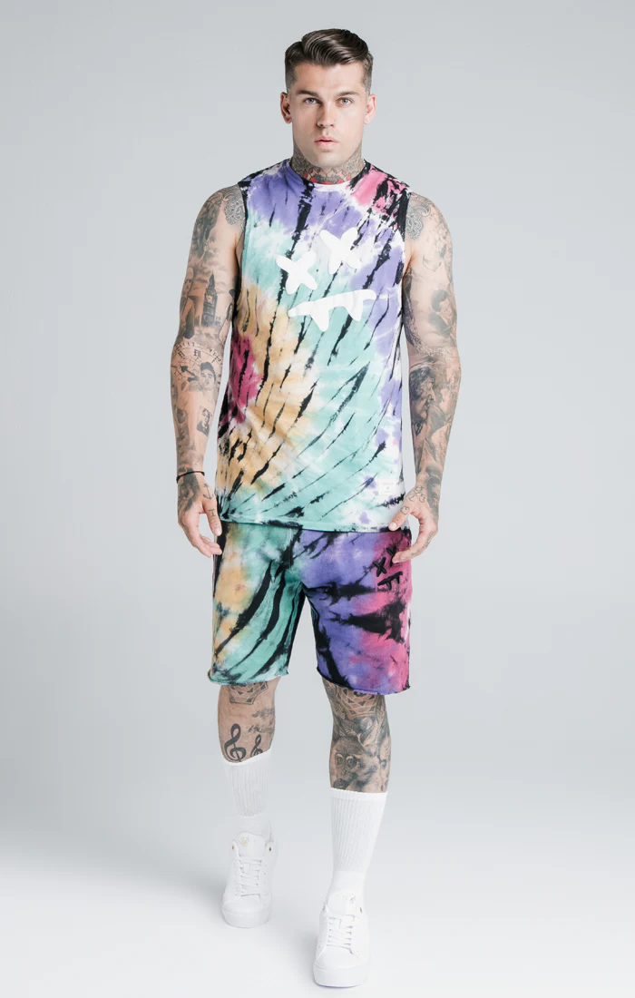 SikSilk X Steve Aoki Relaxed Shorts - Rainbow Ink Tie Dye - Image 4