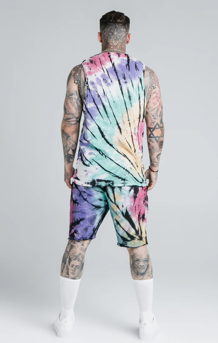 SikSilk X Steve Aoki Relaxed Shorts - Rainbow Ink Tie Dye - Image 5