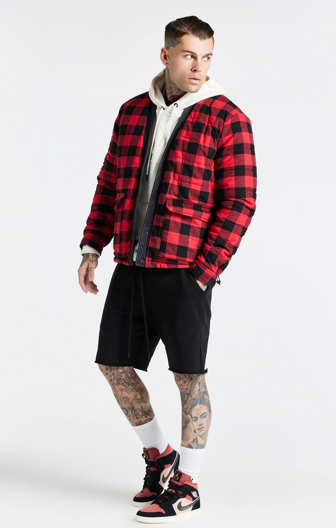 Steve Aoki x SikSilk Red Check Reversible Bomber - Image 2