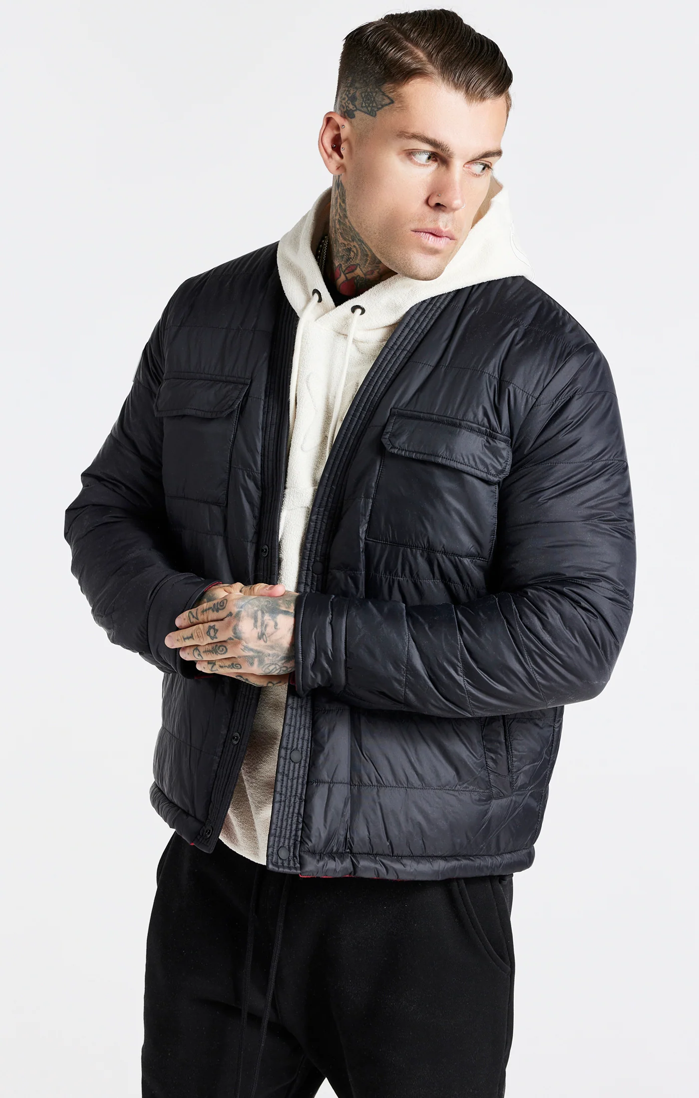 Steve Aoki x SikSilk Red Check Reversible Bomber - Image 3