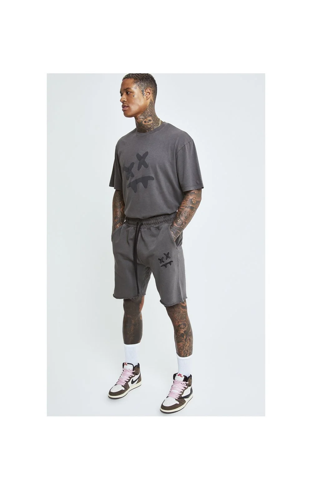 SikSilk X Steve Aoki S/S Oversize Essential Tee – Washed Grey - Image 3