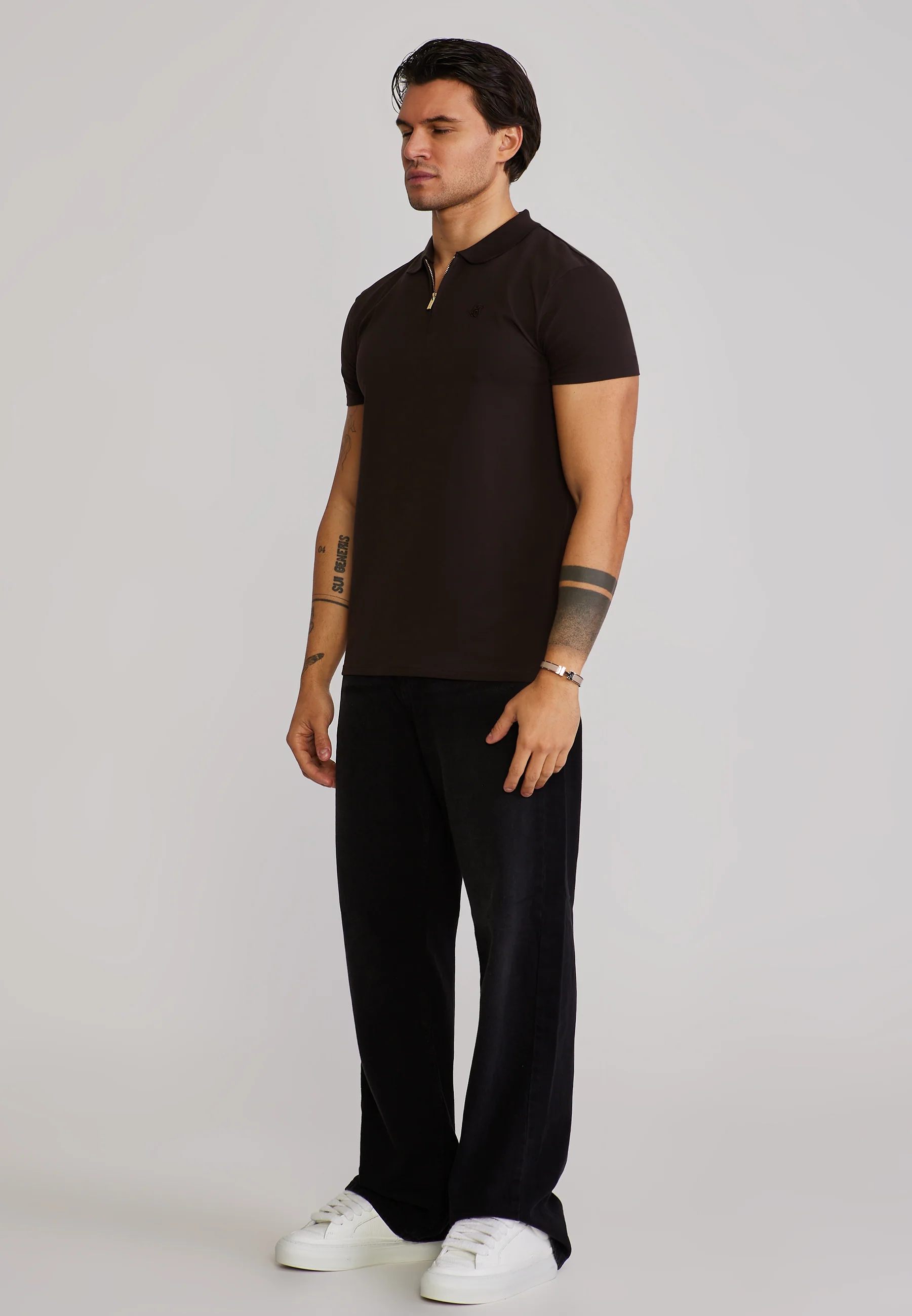 Brown Zip Polo T-Shirt - Image 4