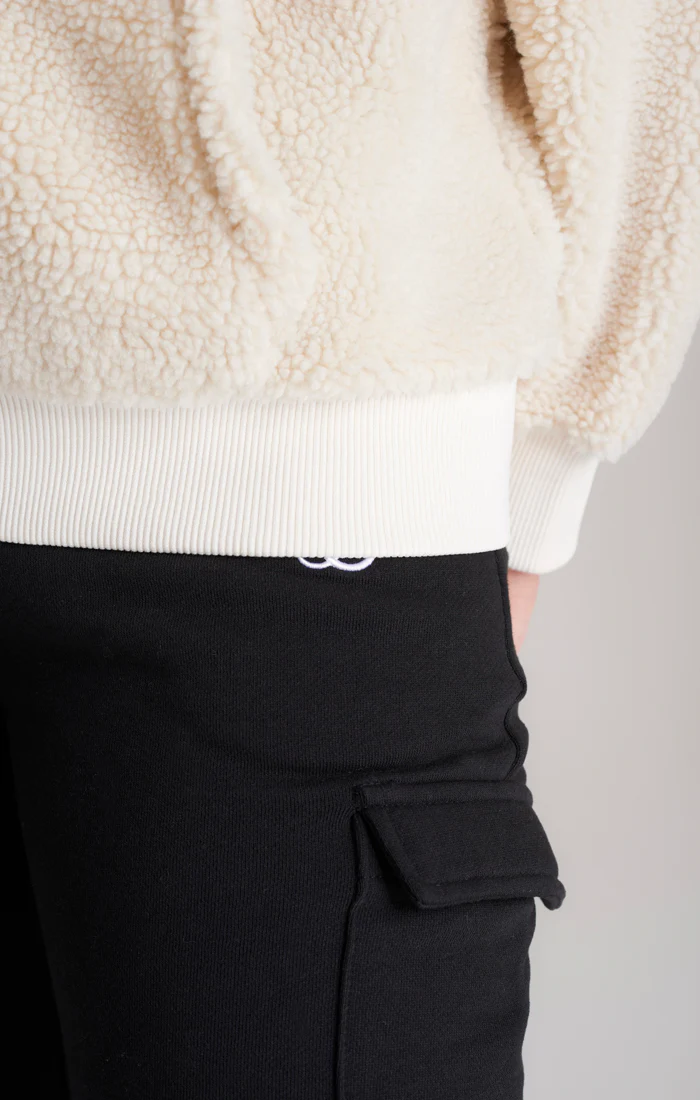 Girls Ecru Borg Zip Thru Hoodie - Image 3
