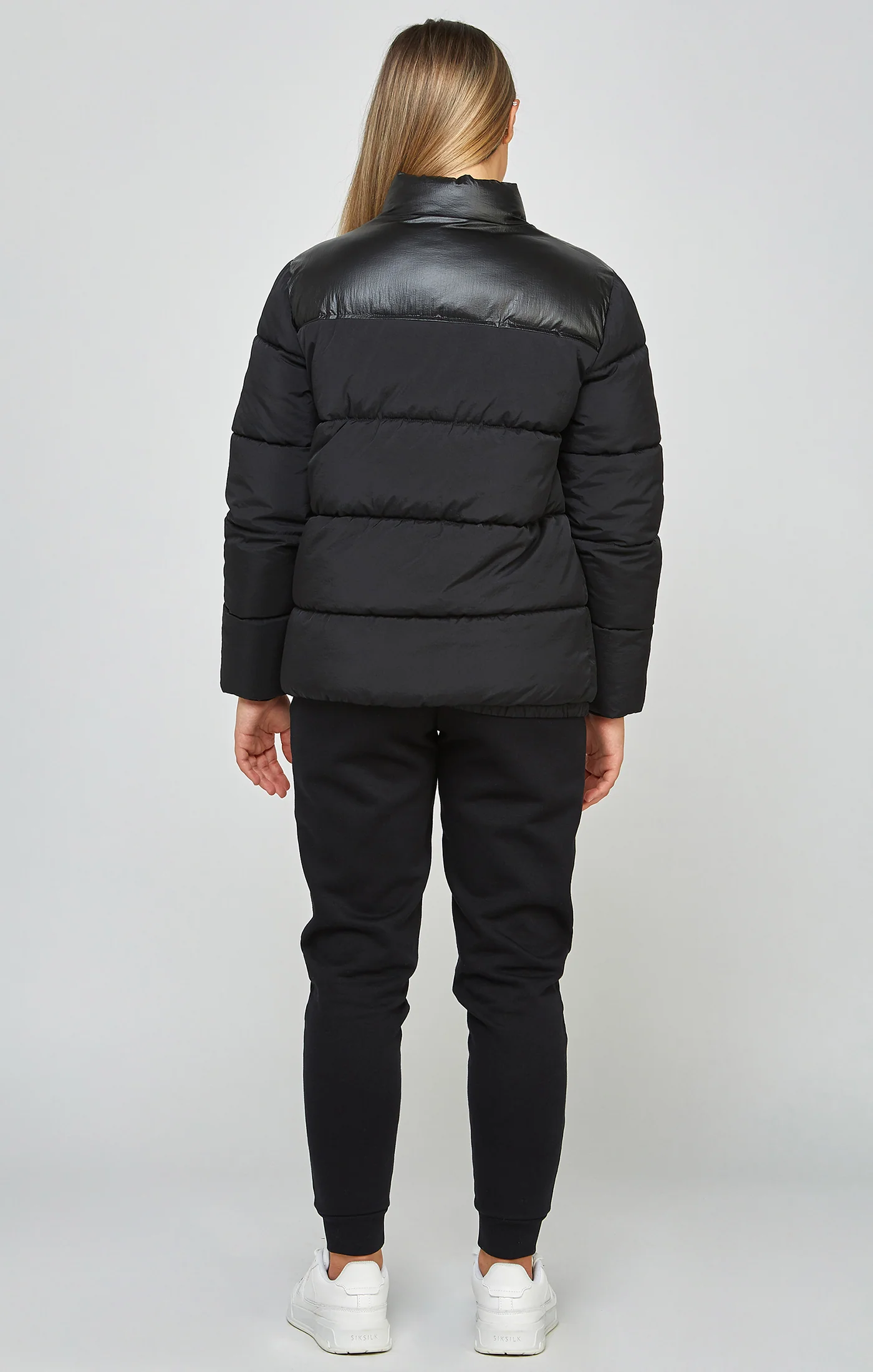 Girls Black Zip Through Bubble Jacket - Image 5