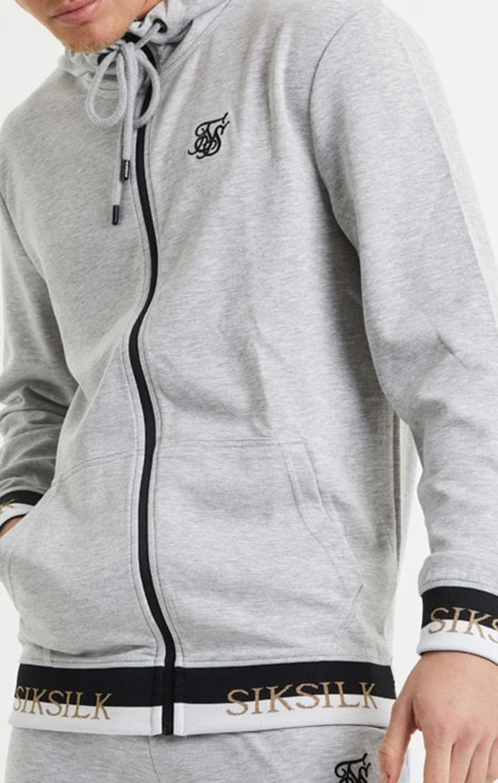 Grey Marl Zip-Thru Funnel Hoodie - Image 2