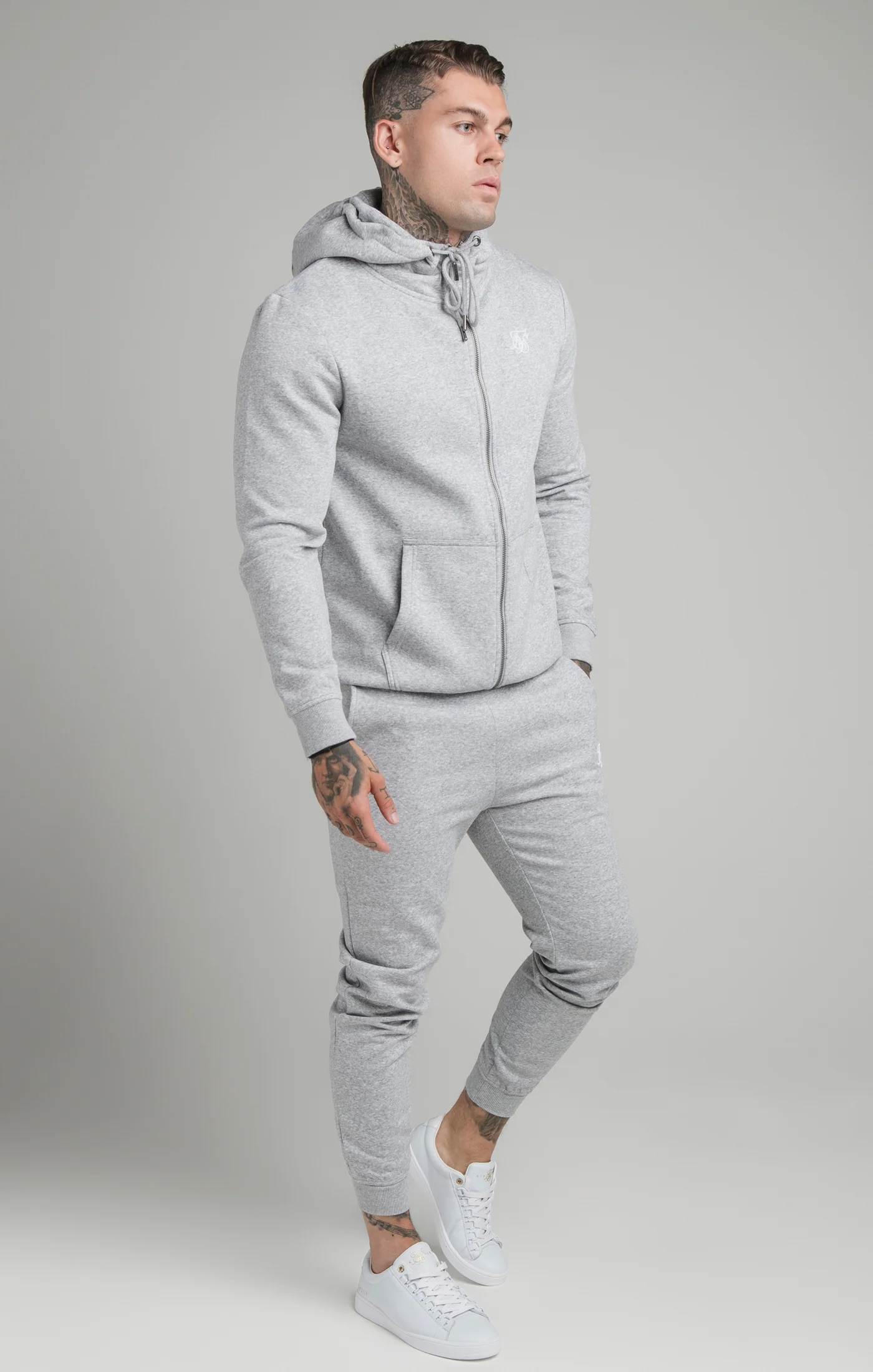 Grey Essential Zip Through Funnel Neck Hoodie - Image 4