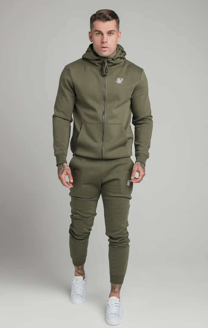 Khaki Essential Zip Through Funnel Neck Hoodie - Image 2