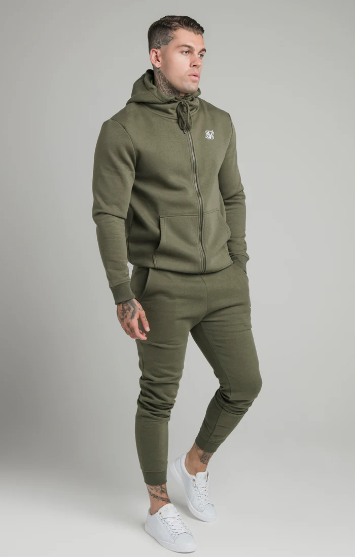 Khaki Essential Zip Through Funnel Neck Hoodie - Image 4