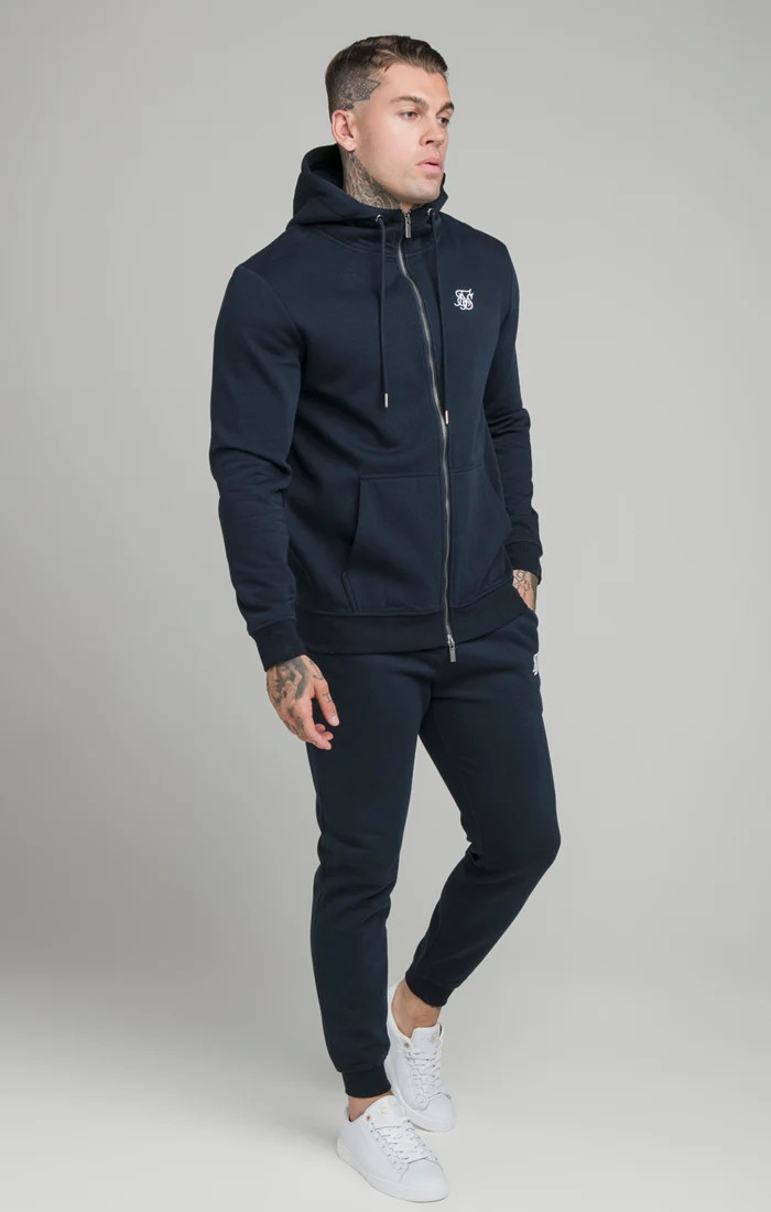 Navy Essential Zip Through Funnel Neck Hoodie - Image 4