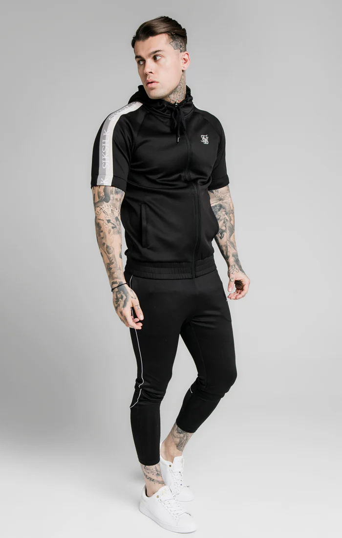SikSilk Zip Through Hoodie Detachable Sleeves - Black - Image 2
