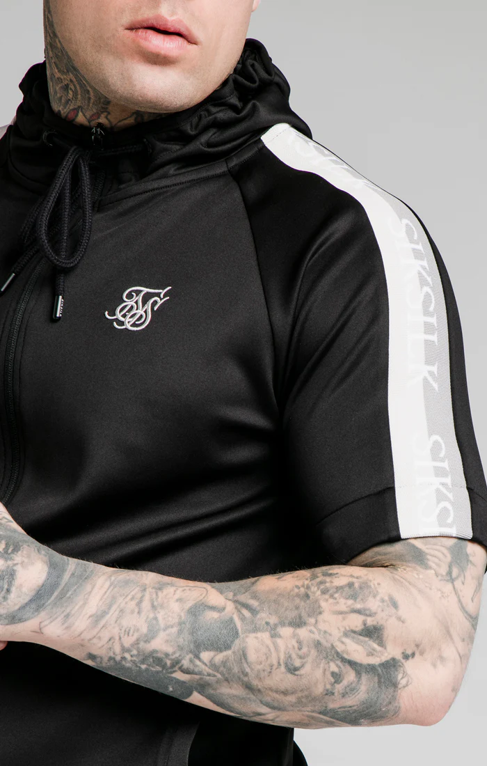 SikSilk Zip Through Hoodie Detachable Sleeves - Black - Image 3