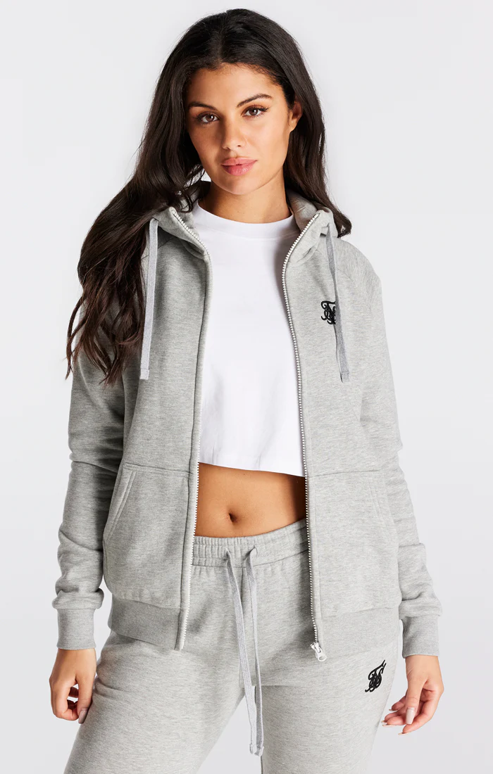 Grey Marl Essential Zip Thru Hoodie - Image 2