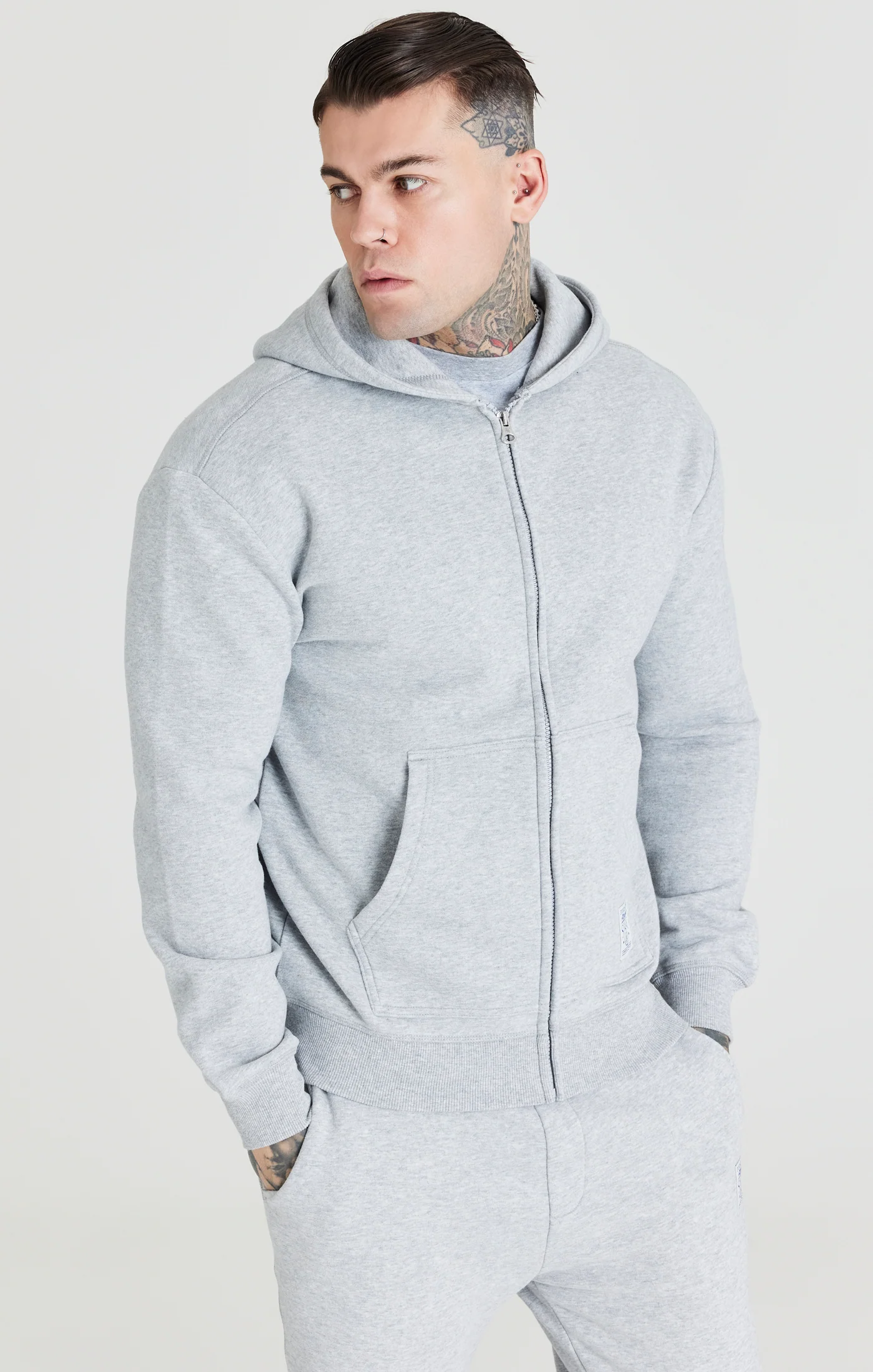 Grey Foundation Zip Through Hoodie - Image 2