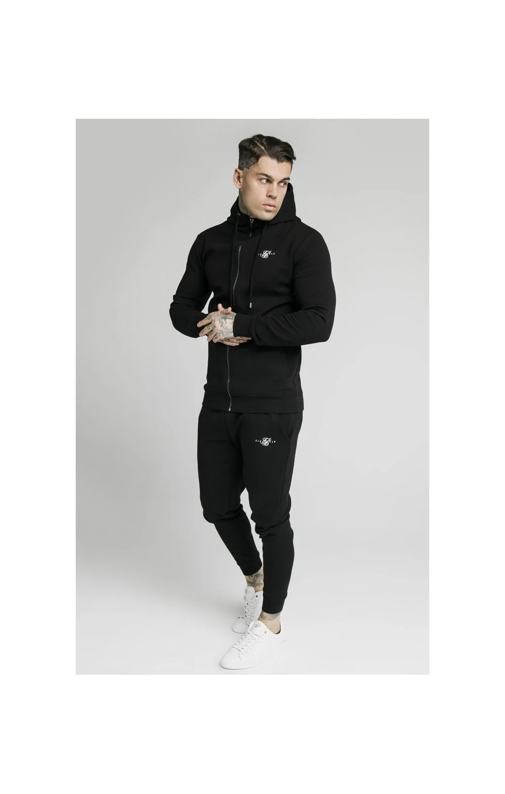 Black Zip Through Muscle Fit Hoodie - Image 4