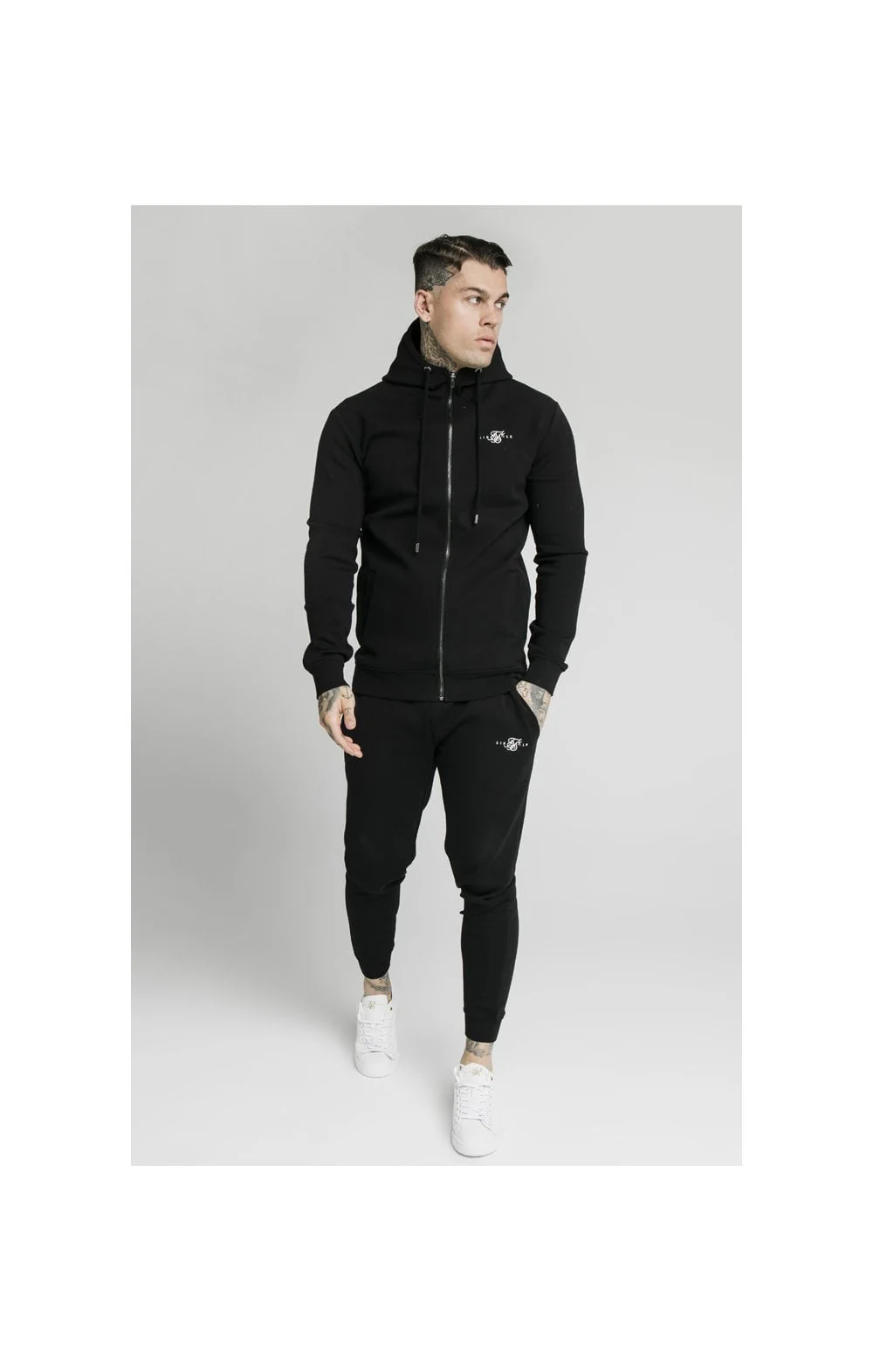 Black Zip Through Muscle Fit Hoodie - Image 5