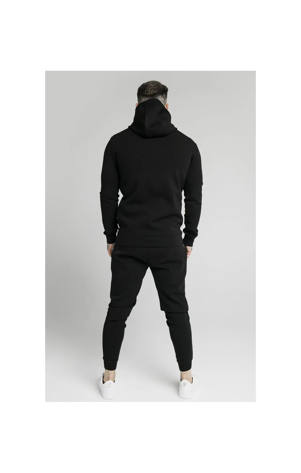Black Zip Through Muscle Fit Hoodie - Image 6