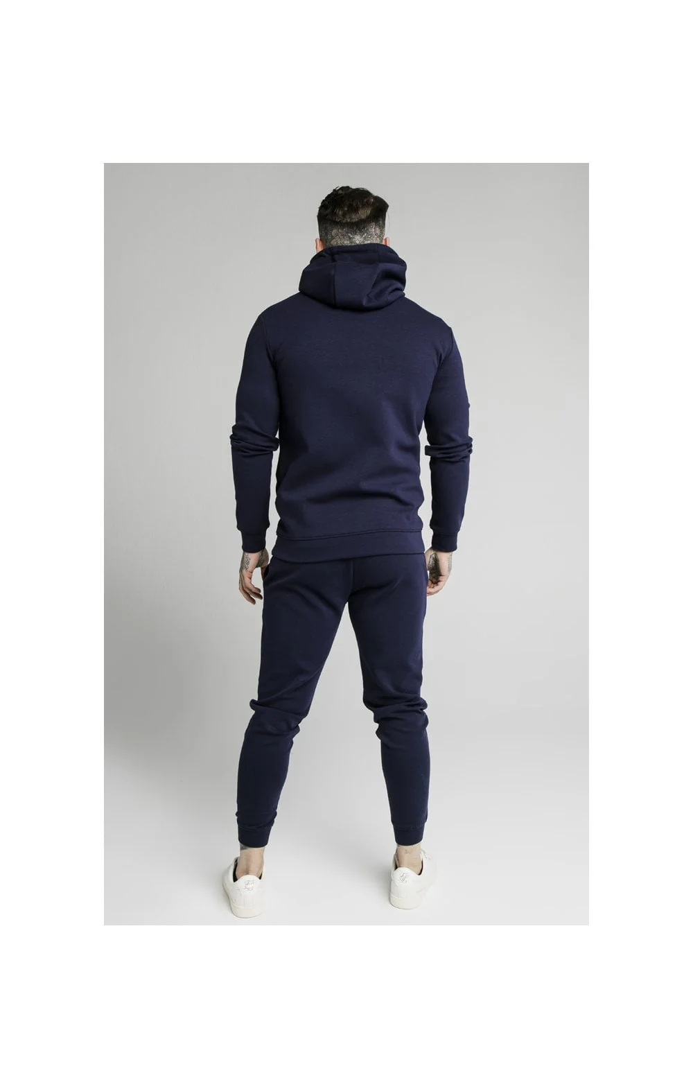 Navy Zip Through Muscle Fit Hoodie - Image 7
