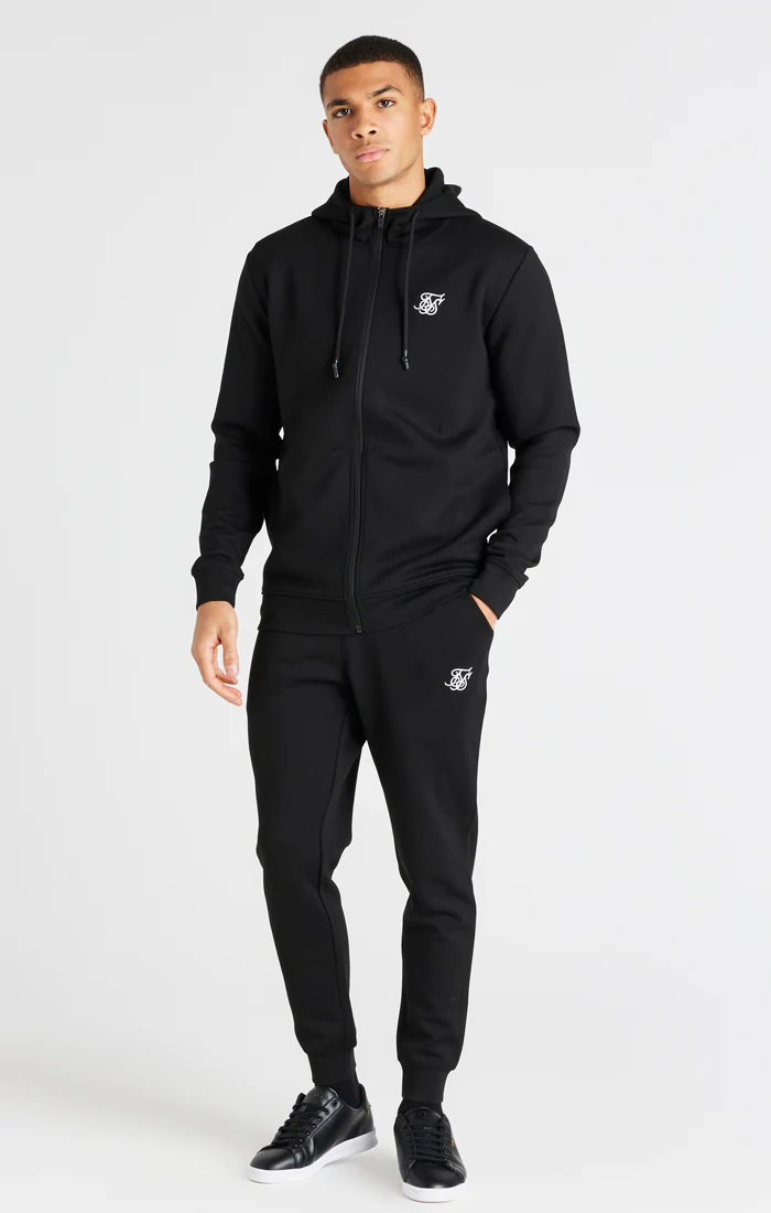 Black Zip Through Poly Hoodie - Image 5
