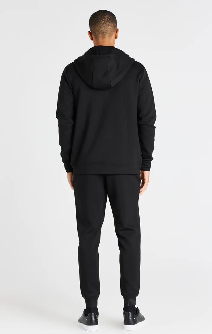 Black Zip Through Poly Hoodie - Image 6