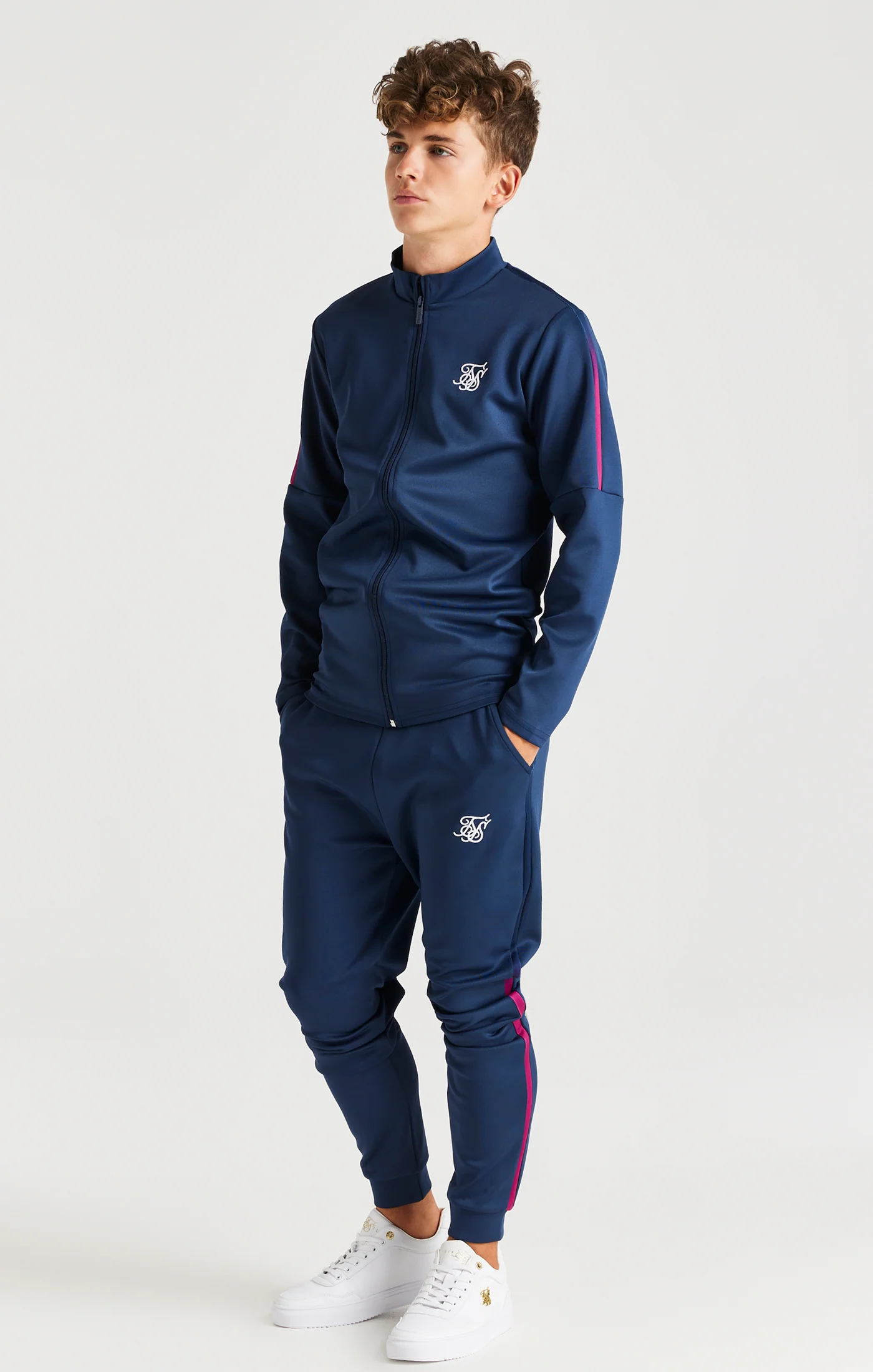 SikSilk Zonal Fade Track Top - Navy - Image 3