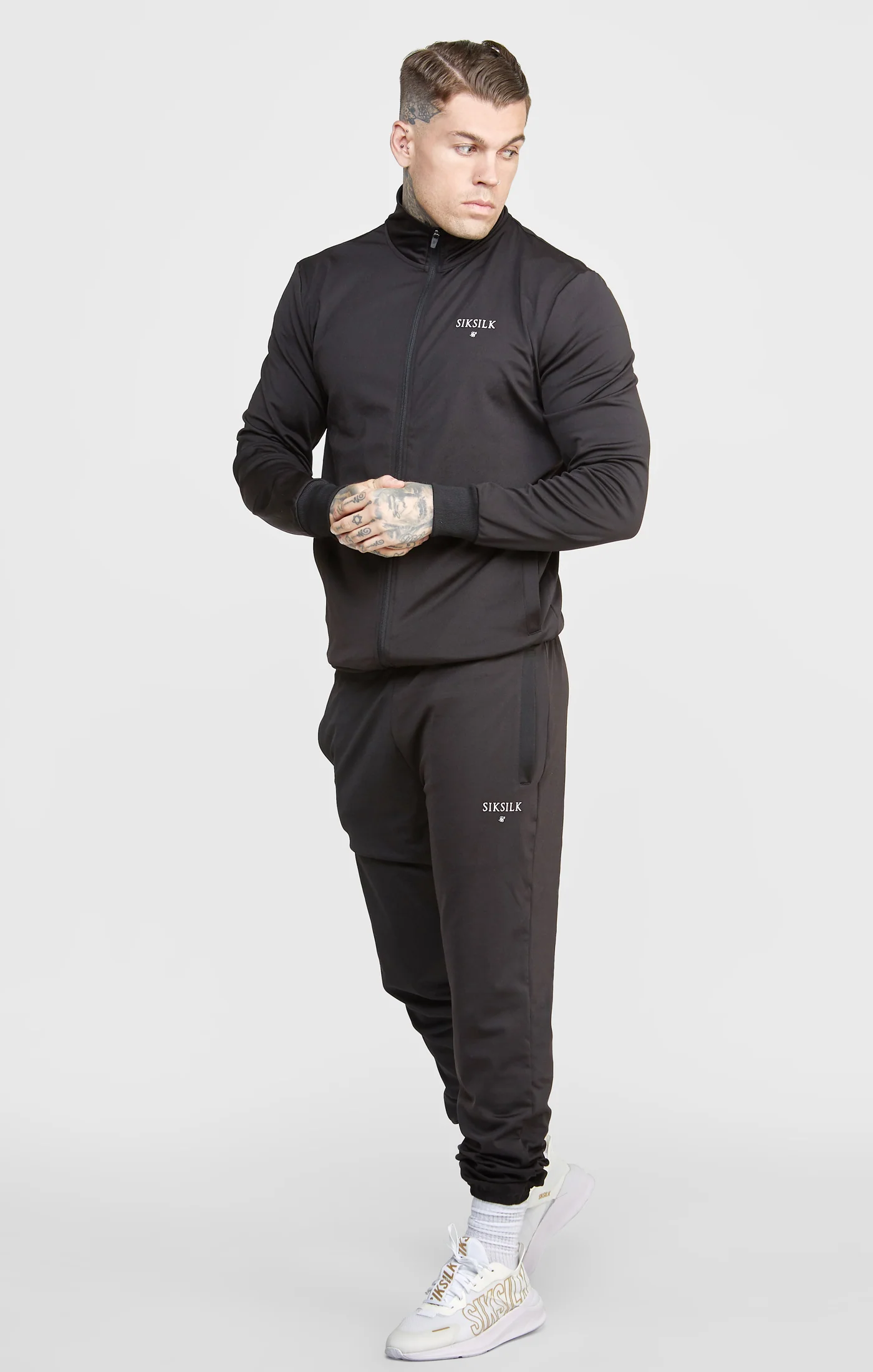 SikSilk Zonal Funnel Neck Zip Through - Black - Image 3