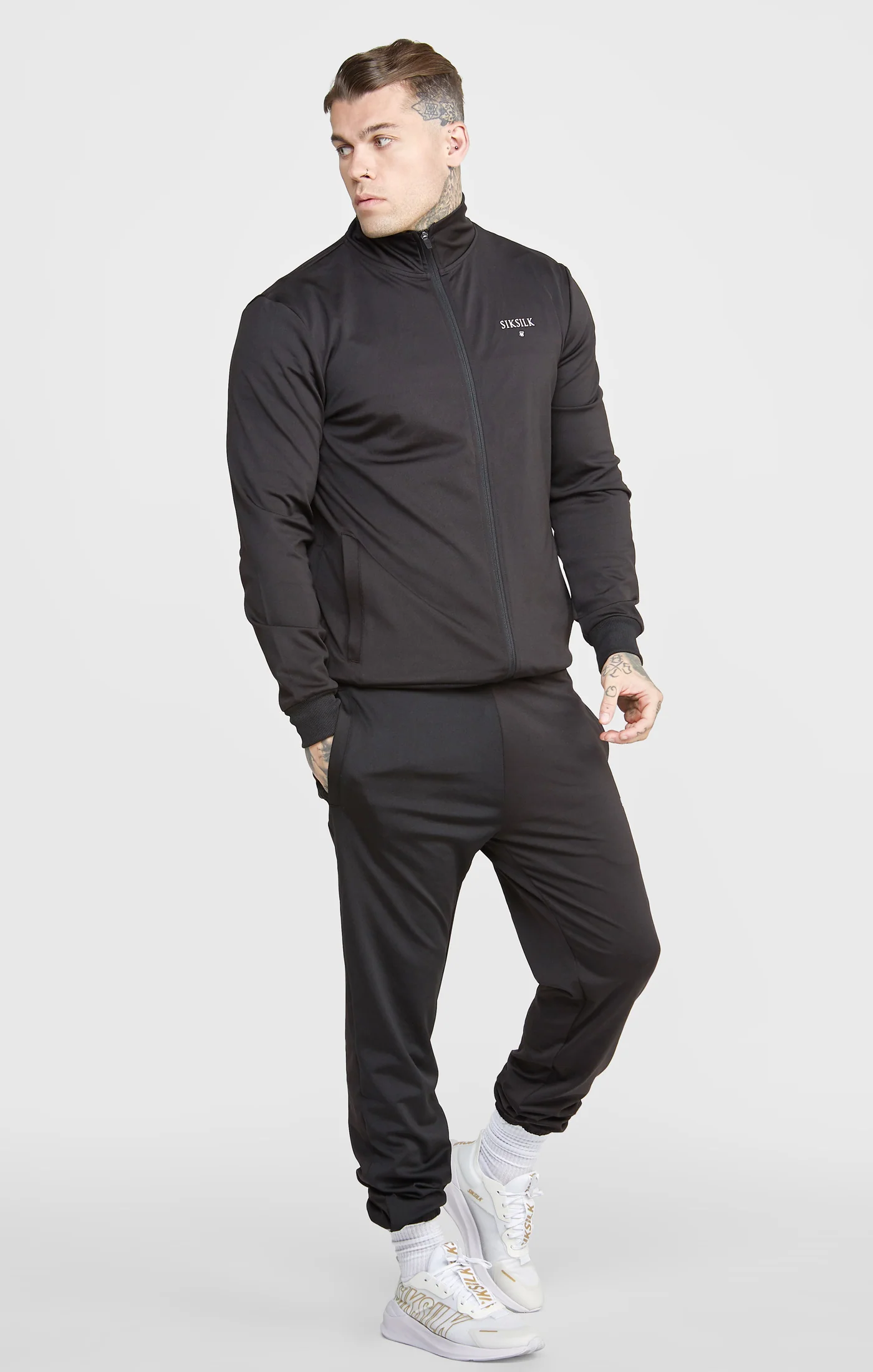 SikSilk Zonal Funnel Neck Zip Through - Black - Image 6